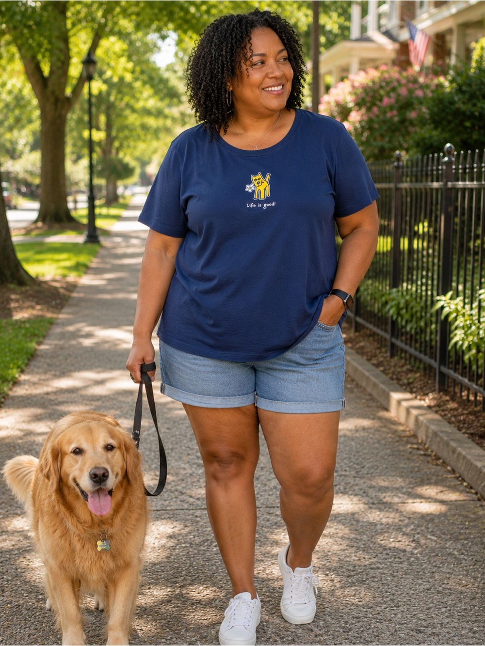Life is Good XXL Crusher Tee Dog Graphic Navy 100% Cotton 🐾💙